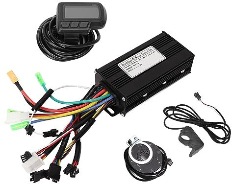 HERCHR 24V 36V 48V 500W 750W Universal E-Bike Motor Controller Kit, Aluminiumlegierung 3 Modus Sinus 9 Röhren Controller Drossel LCD Meter