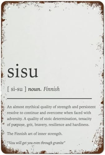 Sisu Definition Retro-Kunst-Blechschild, finnische Wandkunst, Wohnzimmer-Dekoration, Metallschilder, Vintage-Wanddekoration, lustige Dekorationen, Metallposter für Zuhause, Bar, Café, Bauernhof, Zim