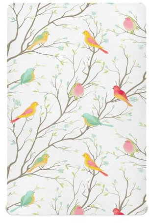 Baby Krippe ziehen-auf-Bettwäsche für Jungen Mädchen Geschenk weich ziehen-auf-Bettwäsche Krippe Matratze Bettwäsche passt Standard Krippe und Kleinkind Matratzen 99 x 68 cm nahtlos gefärbt Vogel