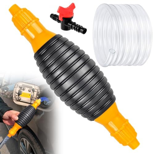 Fuel Syphon Pump, Siphon Pump Kit Hand Water Pump Fuel Transfer Pump with 3M PVC Siphon Hose for Car Petrol Fuel, Gas Gasoline, Liquid Transfer