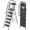 KINGRACK Leiter 6 Stufen mit Werkzeugplattform, Trittleiter 6 Stufen Klappbar mit Handläufen, Stabile Stahlleiter mit Breitem Pedal, Sicherheitsleiter Küche, Büro (Schwarz)