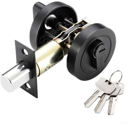 ZAMETTER Door Locks, Concealed Locks, Indoor Door Locks, Auxiliary Locks Black Door Lock With Brushed Nickel Handles