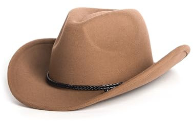 Zylioo M Western-Cowboyhut aus Filz,Fedora Hut mit breiter Krempe, Panamahut mit Gürtelschnalle für Herren Damen