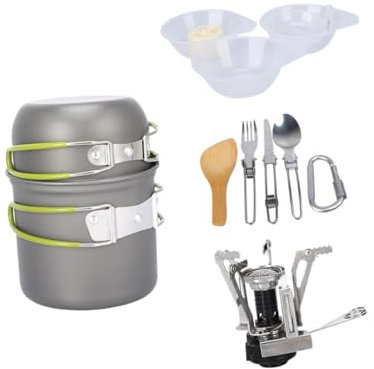 BESPORTBLE Utensilios De Cocina para Camping y Senderismo Kit De Cocina Sarten Camping Olla Cuchara