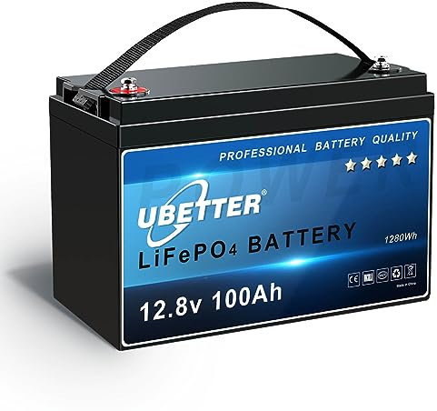 UBETTER 12V 100AH LiFePO4 Batterie, 12V Lithiumbatterie mit 100A BMS, Max. 1280Wh, Wiederaufladbare, 4000+ Deep Cycles, Unterstützung in Serie/Parallelschaltung, perfekt für Innen und Außen