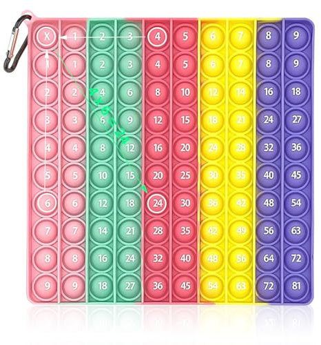 jiuzcare Pop It Fidget Toy 20x20cm Push Bubble Fidget Kinder Multiplikationsbrett Stressabbau Spielzeug Werkzeug Aufklärung Digitaler Sensory Toy Lernspielzeug, Macaron