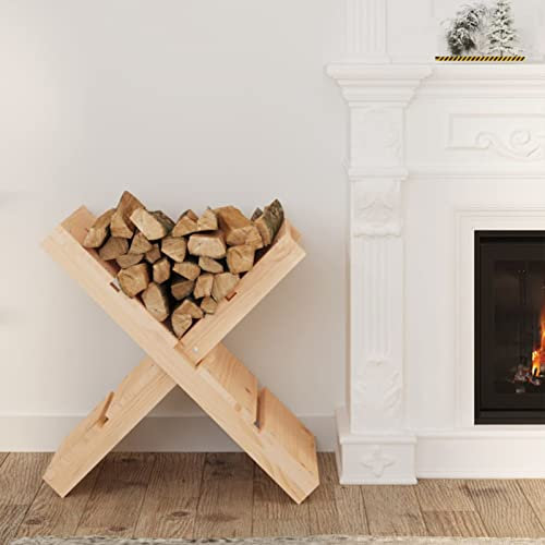 Xichuzi Kaminholzhalter 47x39,5x48 cm Massivholz Kiefer, Holzunterstand, Holzstapelhilfe, Aufbewahrung Holz, Holzregal, Brennholzregal Außen, Kaminholz Aufbewahrung