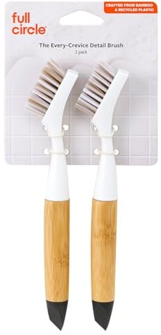 Full Circle - Detailbürste Set 2 Stück – Reinigungsbürste für Fugen, Abfluss & Armaturen – Präzisionsspitze für schwer erreichbare Stellen – Nachhaltige Materialien