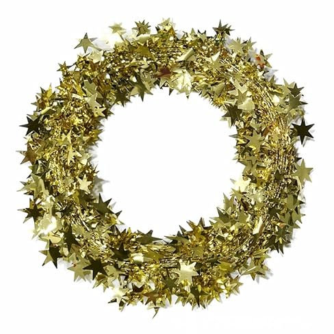 GreatRise 2 Stück 7.5 Meter Stern Girlande Folien Sterne Lametta Glitzer Draht Weihnachten Sterngirlande Hängende Deko für Hochzeit Geburtstag Festliche Party Verzierung Geschenk Deko Helles Gold