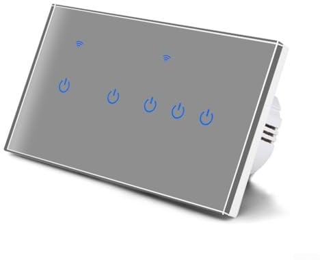 Smart Dimmer Switch, For Tuya App Glass Panel, Wall Mount Smart Light Switches, Compatible For Google or For Alexa, Remote Control, Voice Control(5 Gang)