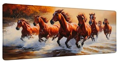 Tappetino Mouse XXL 500x250x3 mm, Cavallo in corsa Tappetino per Mouse Lavabile, Tappetino Mouse Pad Accessori Gaming, Tappetino Computer con Base in Gomma Antiscivolo per Lavoro Ufficio, Regalo W-513