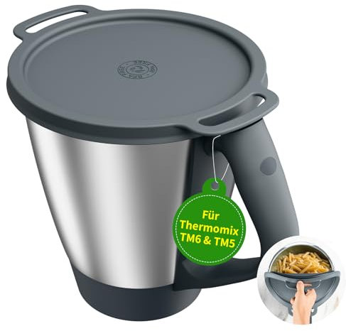 OTOmitra Tapa de Silicona para Thermomix TM6/TM5 | Tapa de Film Transparente sin BPA con Cierre hermético | Alternativa sostenible al Film Transparente | Apta para lavavajillas y Alimentos - Gris