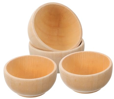 ABOOFAN 4pcs DIY Wooden Playthings Bowl Set Unfinished Wood Craft Material for Boys and Girls Craft Bowls