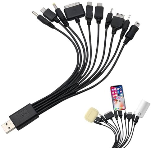 10 in 1 Universal Phone Charger,Multi Charger Cable,Universal Charger with Multiple Heads,USB Charging Cable Compatible With Samsung Lg Huawei Zte And Sony Ericsson Nokia Psp USB Charging Cables