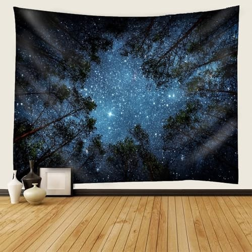 Calefee Tapisserie Wandbehang 200x200cm, Wandteppich Deko Teppich Polyester, Wandtuch Naturszene Himmel und Bäume