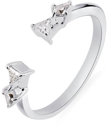 Skcess 9 Karat Roségold Ring Damen Weiß Moissanit Dreieck, Damen Ringe Offener Ring Ring Damen Größe 52 (16.6)