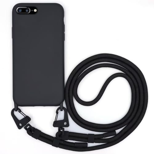 GoodcAcy Case Kompatibel mit iPhone 6 Plus/iPhone 6S Plus Hülle,Handykette Hülle Silikon Seil Necklace Handyhülle mit Kordel Tasche Schutzhülle für iPhone 6 Plus/6S Plus hülle mit Band - Schwarz