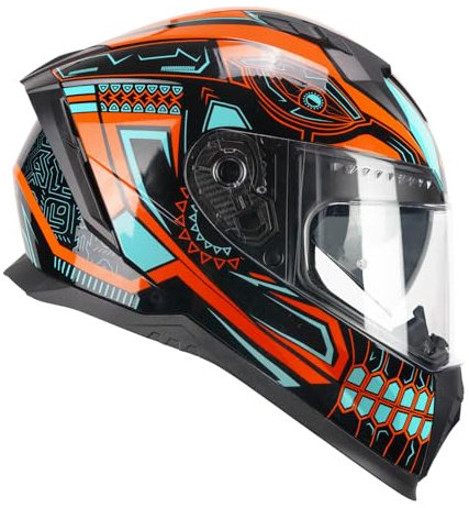 CGM Casco integrale, 311M BLAST MAYA Nero Arancione Azzurro, XL (60cm)