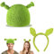 BJPERFMS Shrek Kostüm, Shrek Mütze und Ohren Haarreif, Shrek Kostüme Set, Handgestrickte Mütze, Shrek Cosplay Outfits, Kostüm für Erwachsen Fasching Karneval Cosplay Party