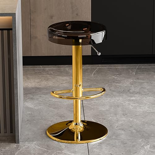 Moderner Barhocker aus Acryl, verstellbar, drehbar, Thekenhöhe, Stühle für Küche, Braun/Gold