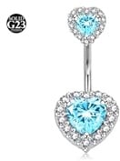 LAURITAMI 14G Piercing Ombelico Titanio,1 Pezzi Piercing Titanio Ombelico Cuore CZ Barre dell'ombelico Gioielli del Corpo per Donne Uomini 12mm Lunghezza
