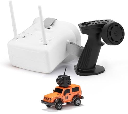 Meiurlex Mini Off-Road Vehicle with FPV Camera, 1/64 Scale 2.4G Full Proportional RC Electric 4WD Climbing Car Remote Control Drift Car Gift (FPV Goggles Version)