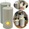 LS-LebenStil 3D LED Solar Stumpenkerzen Malmö Sand Beige 15x7,5cm Timer Außen Outdoor Garten bewegliche flammenlose flackernde Flamme Kerze wiederaufladbare Batterie Dekoration