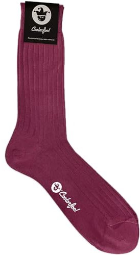 COOLORFOOL Chaussettes homme femme fil d'écosse de luxe - fines douces 100% coton Rose Framboise T43/45