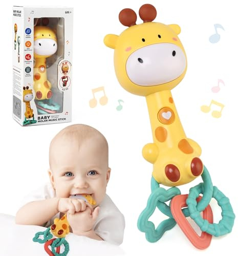Ballery Baby Rassel 0-6 Monate, Babyspielzeug 0-6 Monate mit Musik, Greifling zum Rasseln, Baby Rasseln Spielzeug, Rassel Baby Plüschtiere Entwicklungs-Spielzeug für 0-12 Monate