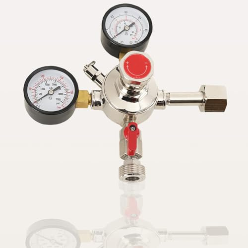 TABODD 0-4bar CO2 Druckminderer für Getränke Bierbrauen, Co2 Druckminderer Zapfanlage mit Manuellen Druckeinstellknopf und Schnellverschluss - W21.8 EU Standard-Anschlussgröße, G3/4 Schlauchanschluss