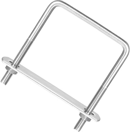 Unifizz Square U-Bolt,2 Set 304 Stainless Steel M6 U Bolts 60mm(2.44) Inner Width 80mm Length with Nuts and Frame Plate for Automobiles Boat Trailer