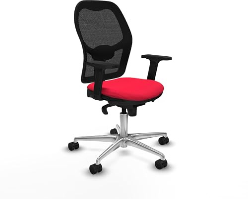 Piqueras y Crespo Ergonomischer Bürostuhl für sitzende Arbeit, mit fester Rückenlehne, 1D-Lendenwirbelstütze, 2D-Arme, Synchronmechanik in 5 Positionen, attraktive Farbe, ideal für PC