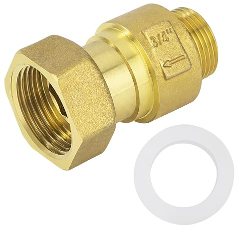 Valvola di Ritegno in Ottone, 1 Femmina a 3/4 Maschio Filettatura Valvola Non Ritorno Acqua, Connettore Unidirezionale con Rondella per Pompa, Giardino, Lavatrici, Fontan