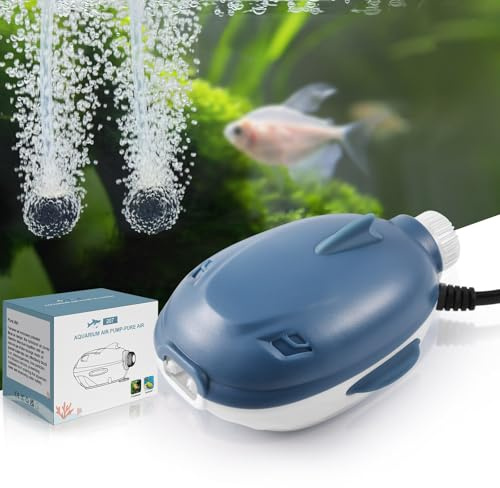 PYPABL 2W 2.5W Quiet Aquarium Air Pump, 1 Outlet 2 Outlets Adjustable Oxygen Fish Tank Pump, Aquarium Air Bubbler for 20 to 300 Litres