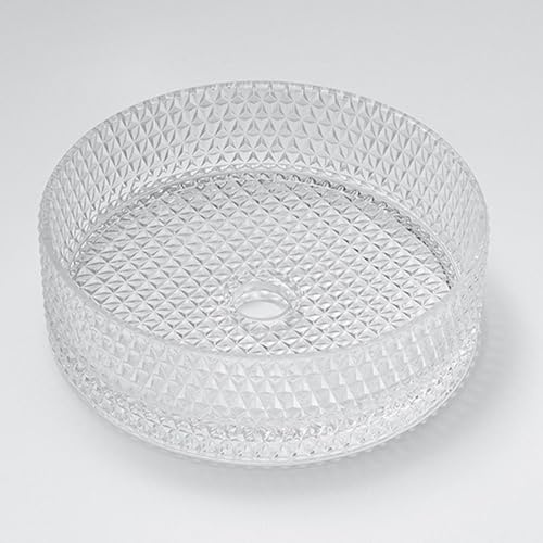 ZYCDP Waschbecken Aus Glas Für Badezimmer Glaswaschbecken Rund 395 X 395 X 122 mm Transparent