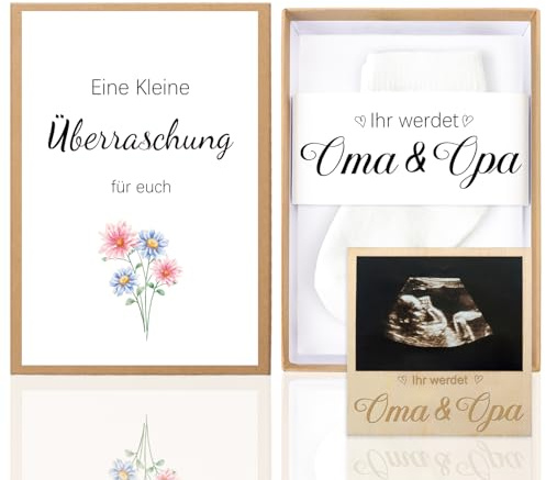 Epaing Schwangerschaft Verkünden Geschenkbox, Ihr Werdet Oma und Opa, Baby Socken Geschenkset Überraschung Oma und Opa, Schwangerschaft Verkünden Großeltern, Baby Verkündung für Werdende Großeltern
