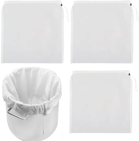 Lyivisk 3 Stücke Filterbeutel Siebbeutel, 45 * 60cm Siebbeutel Groß, Filter Braubeutel Wiederverwendbar, Filtertuch mit Kordelzug, Brühbeutel Filter für Wein, Bier, Saft,Koffee für Heimbrauen