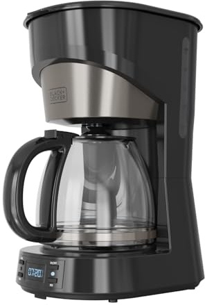 Black+Decker - Cafetera de Goteo 12 Tazas, 1,5L, Timer 24h, Inox