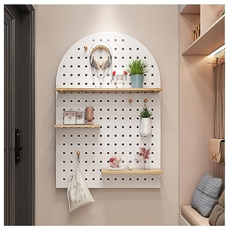 EGZASDI Kit combiné pour panneaux perforés, Kit d'organisateur mural en panneau perforé bois multicolore, plusieurs tailles(White,60x80cm/23.6x31.5in)