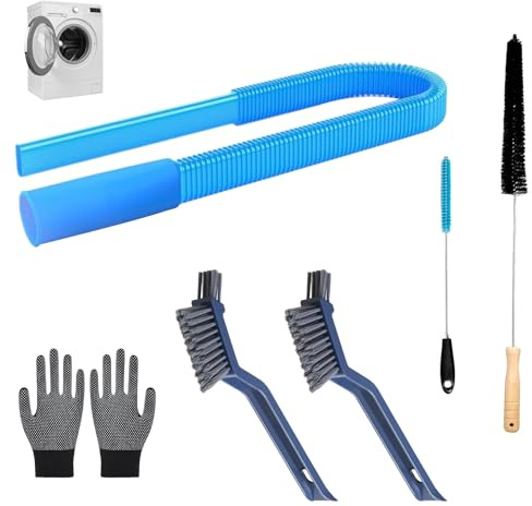 6PCS Dryer Vent Cleaner Kit for Vent Hose Cleaning Tools | Universal Tumble Dryer Lint Vacuum Attachment Hose with Flexible Brush, Hoover & Power Washer Compatible Pipe