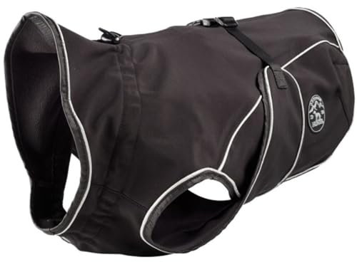 HUNTER Hundemantel UPPSALA SOFTSHELL, Farbe: schwarz, sportliches Design, wasser- und winddicht, mit weichem Fleece-Innenfutter, individuell einstellbar, reflektierend, waschbar, Größe: 65