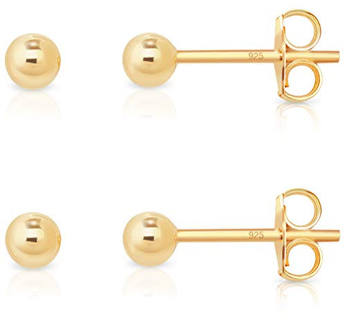 Ohrstecker Silber Vergoldet - Ohrringe Kugel Vergoldet 4mm - Ohrring Klein Gold - Stecker Ohrringe Gold - Stecker Gold - Goldene Kugel 4mm - Kleine Ohrringe - Gold Plated Ohrringe - Ohrringe Kugeln
