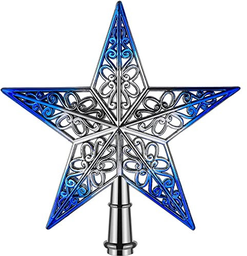 TINKSKY Weihnachtsbaumspitze, glitzernder Stern zum Aufhängen, Dekoration, Ornamente, Heimdekoration (Silberblau)