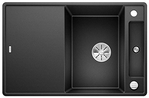 BLANCO AXIA III 45 S-F | Granitspüle aus SILGRANIT anthrazit | mit | [77x50x20,2 cm] | für 45 cm breite Unterschränke | mit Glasschneidbrett | Reinigungsfreundlich | Einbauart: Flächenbündig