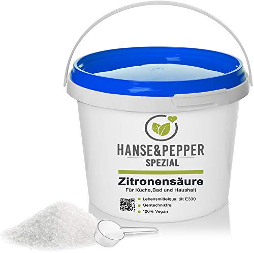 Hanse&Pepper Gewürzkontor 5kg Zitronensäure in Lebensmittelqualität C6H8O7 E330 Loses Pulver - Greenline Serie