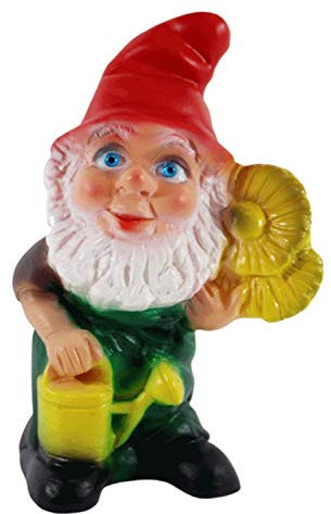 RAKSO Gartenzwerg Deko Garten Figur Zwerg Gärtner mit Blume und Gießkanne stehend aus Kunststoff Höhe 18,5 cm