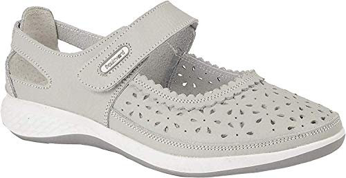 Boulevard - Ballerine da donna a pianta larga con forellini (39 EU) (grigio chiaro)