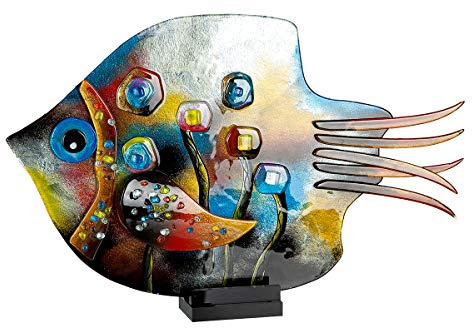GILDE GLAS art Design-Fisch - Dekoobjekt handgefertigt aus Glas H 39,5 cm