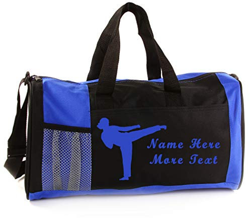 Personalisierte Sporttasche für Kinder, 45,7 cm, mit individuellem Namen und Text, Blau, Martial Arts Weiblich