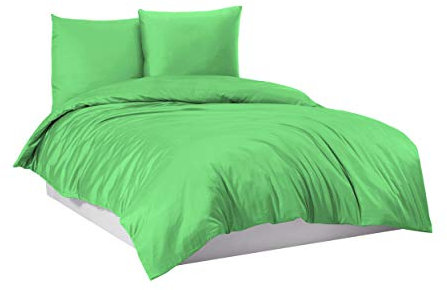 Mixibaby Bettwäsche Bettgarnitur Bettbezug 100% Baumwolle 135x200 155x220 200x220 200x200, Farbe:Apfelgrün, Größe:200 x 200 cm